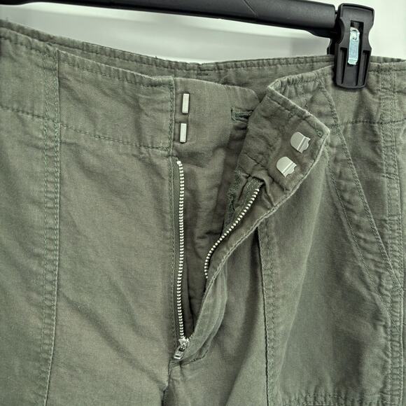 GAP Wide Leg Pants Sz 6 Linen Cotton High Rise Pockets Khaki Green Beach Coastal - Picture 3 of 6